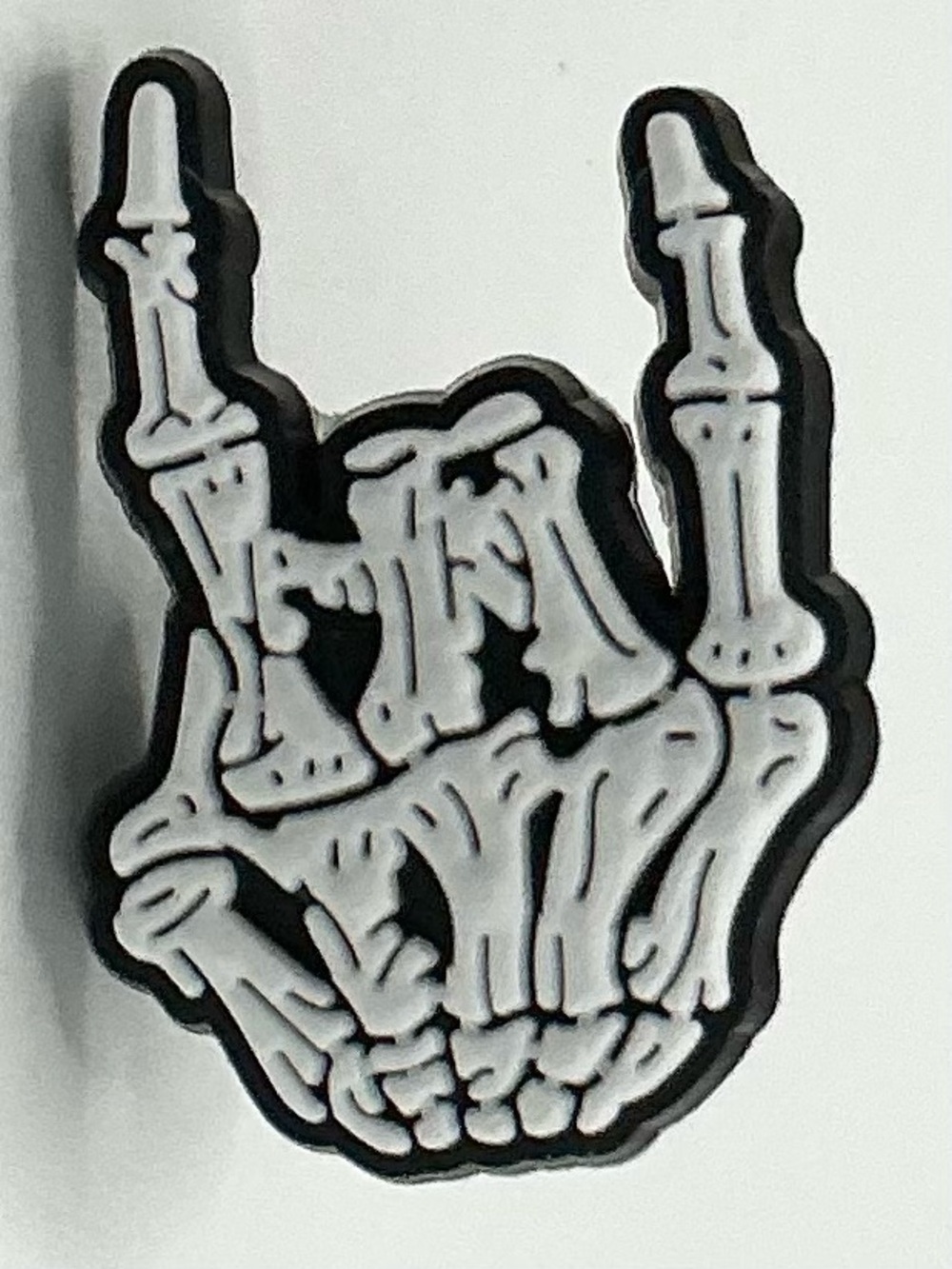 CUTE PVC LAPEL PIN SKELETON HAND ROCK ON